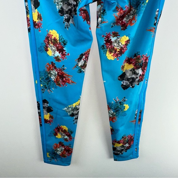 Ivy Park x Adidas Blue Floral Printed Striped Women Leggings Size M - Picture 6 of 14